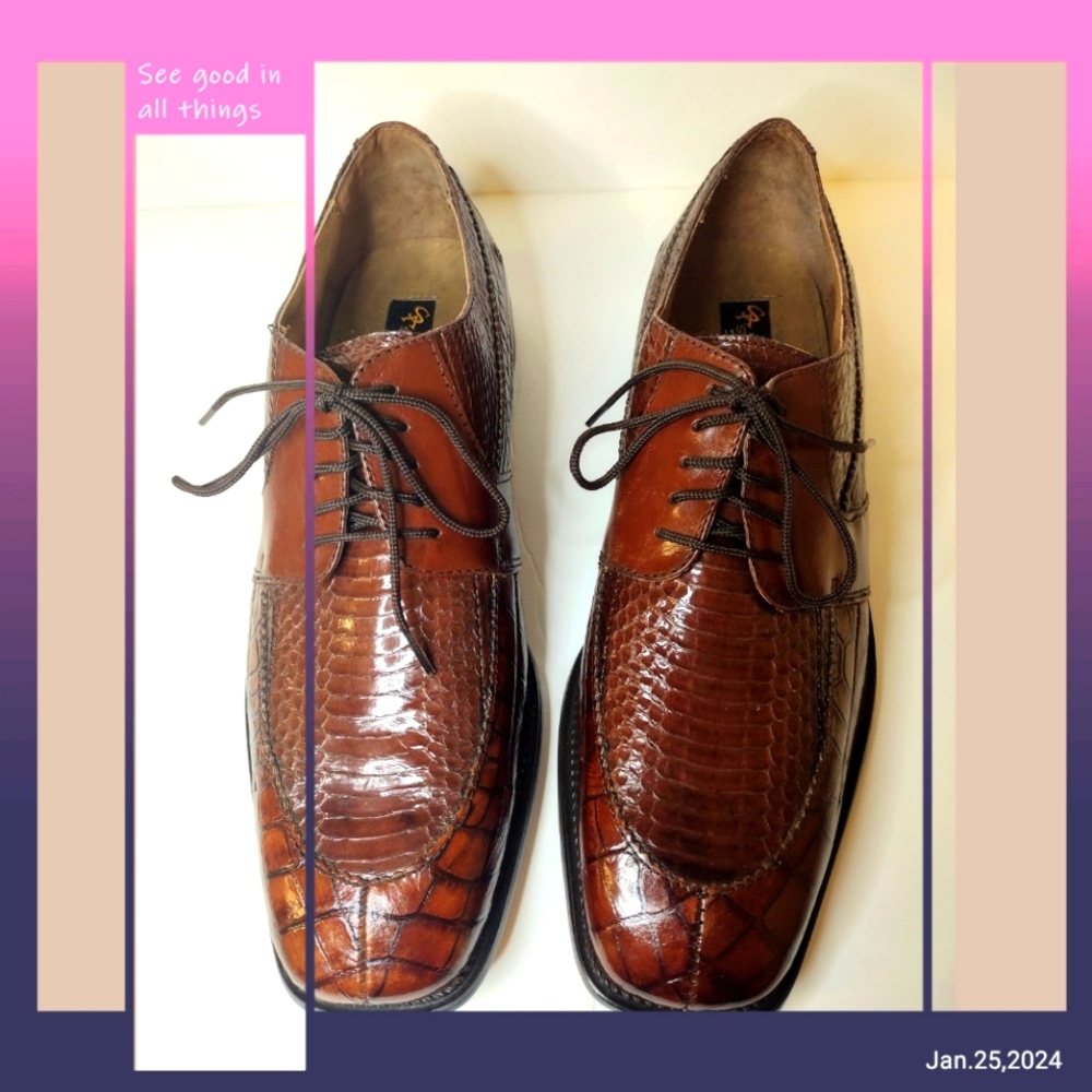 Stacy Adams Genuine Leather/Snake Men Oxford Shoes, size 10M (Never Worn) 🎩👞👞